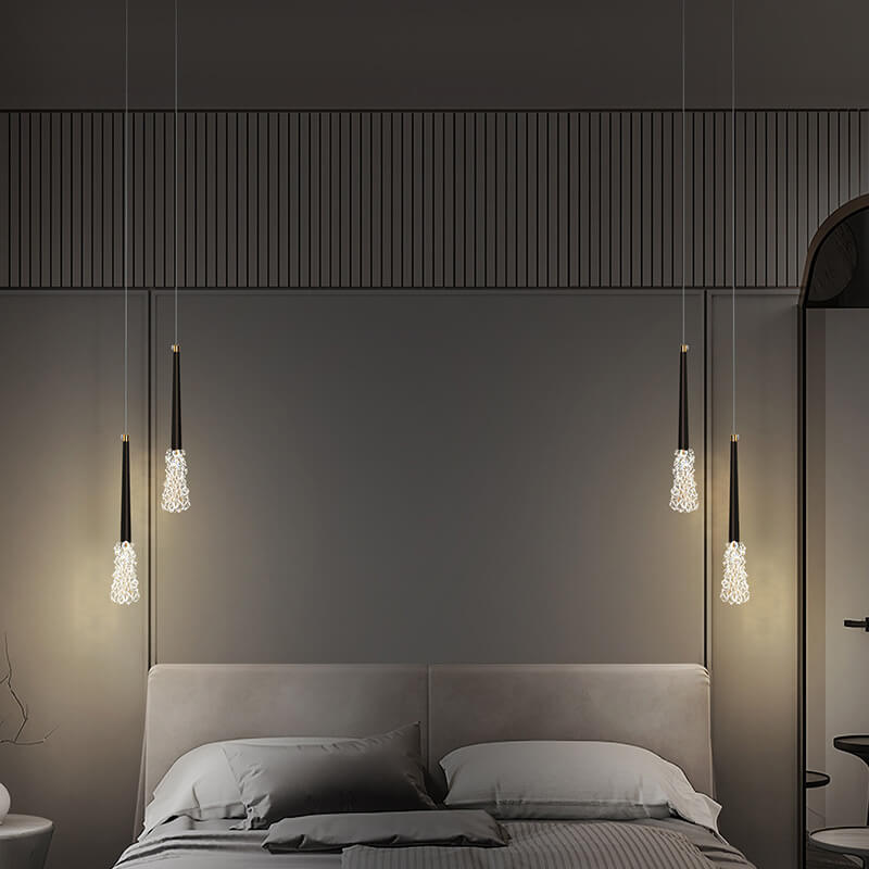 Moderne Kupfer-Klarglas-Tapered 1/2 Licht Pendelleuchte 