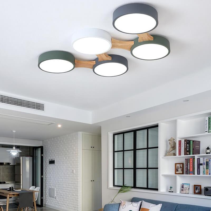 Modern Macaron Circle 3/4/5/8 Light LED Flush Mount Ceiling Light