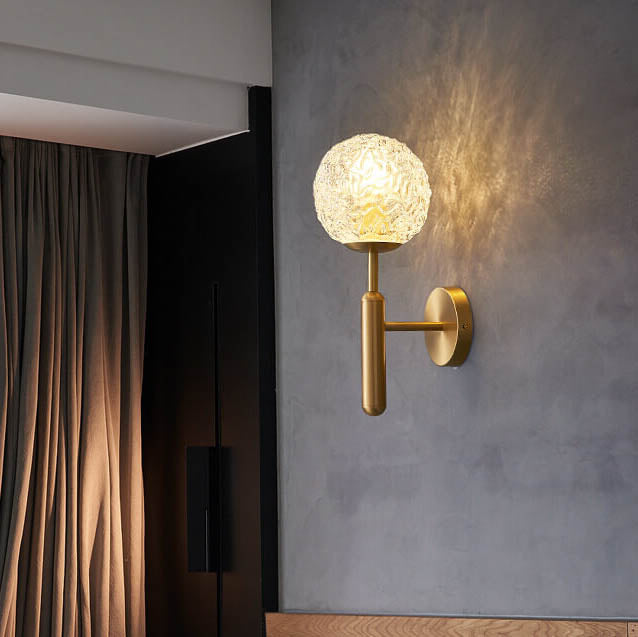 Lámpara de Aplique de Pared de 1 Luz con Globo de Cristal de Copo de Nieve Moderno 