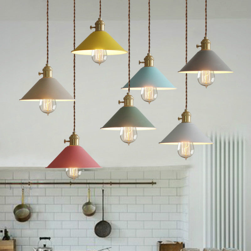 Nordic Macaron Iron Bell Shade 1-Light Pendant Light