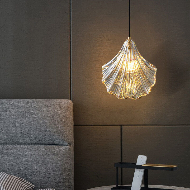 Modern Luxury Glass Shell Brass 1-Light Pendant Light