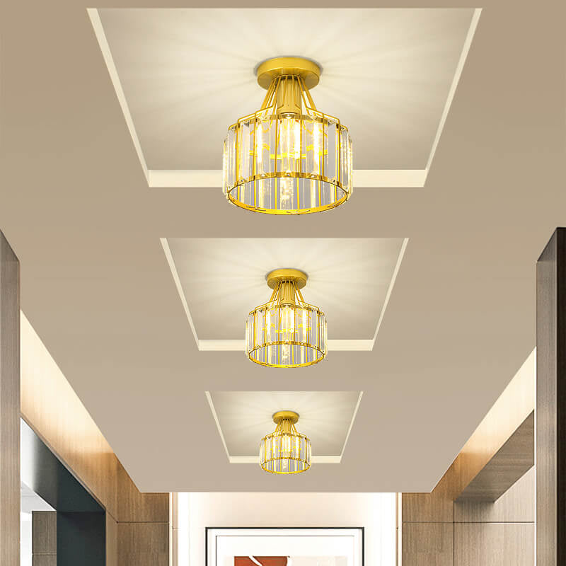 Modern Crystal Dome 1-Light Semi-Flush Mount Ceiling Light