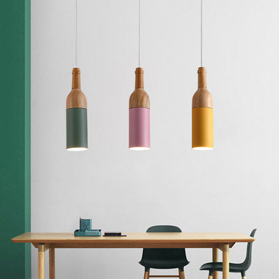 Nordic Creative Macaroon Wine Bottle 1-Light Pendant Light