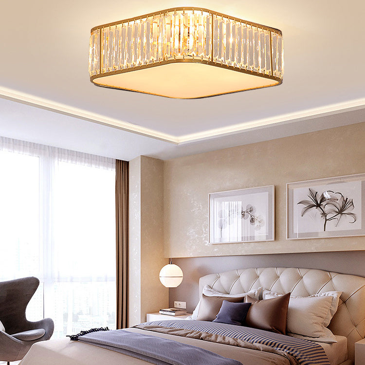 Modern Crystal Square 5-Light Flush Mount Ceiling Light