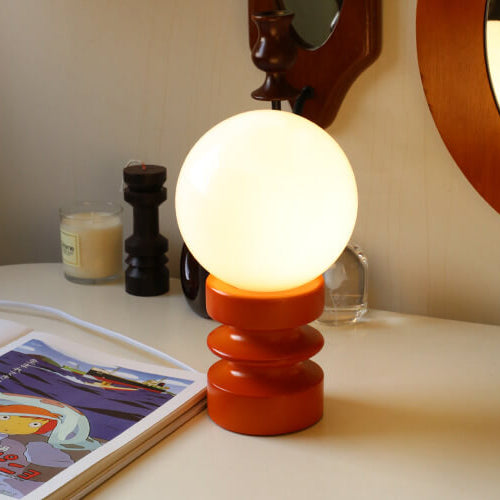 Lámpara de mesa vintage de vidrio sólido naranja de 1 luz 