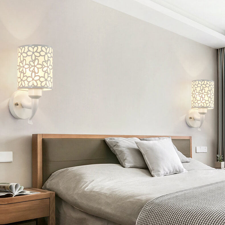 Modern Column Floral Shade 1-Light Wall Sconce Lamp