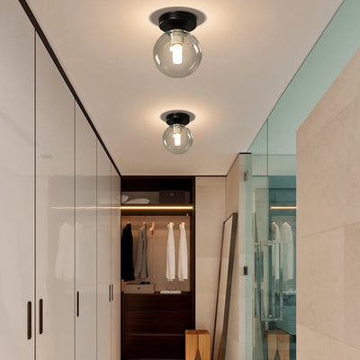 Nordic Glass Orb 1-Light LED Semi-Flush Mount Ceiling Light