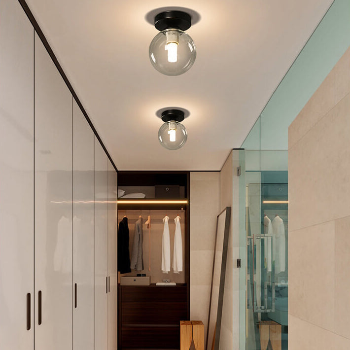 Nordic Glass Orb 1-Light LED Semi-Flush Mount Ceiling Light