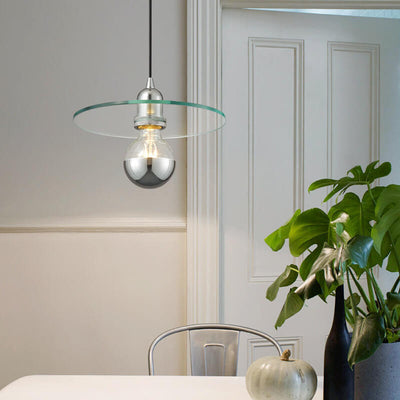 Modern Minimalist Glass Flying Saucer 1-Light Pendant Light