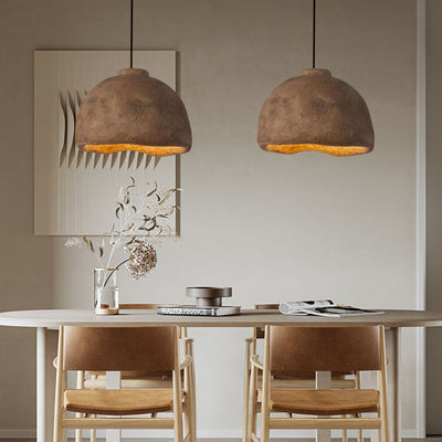 Lampe suspendue rétro à 1 lumière en forme de dôme en polystyrène faite à la main 