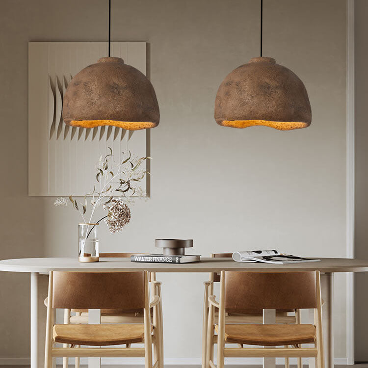 Lampe suspendue rétro à 1 lumière en forme de dôme en polystyrène faite à la main 