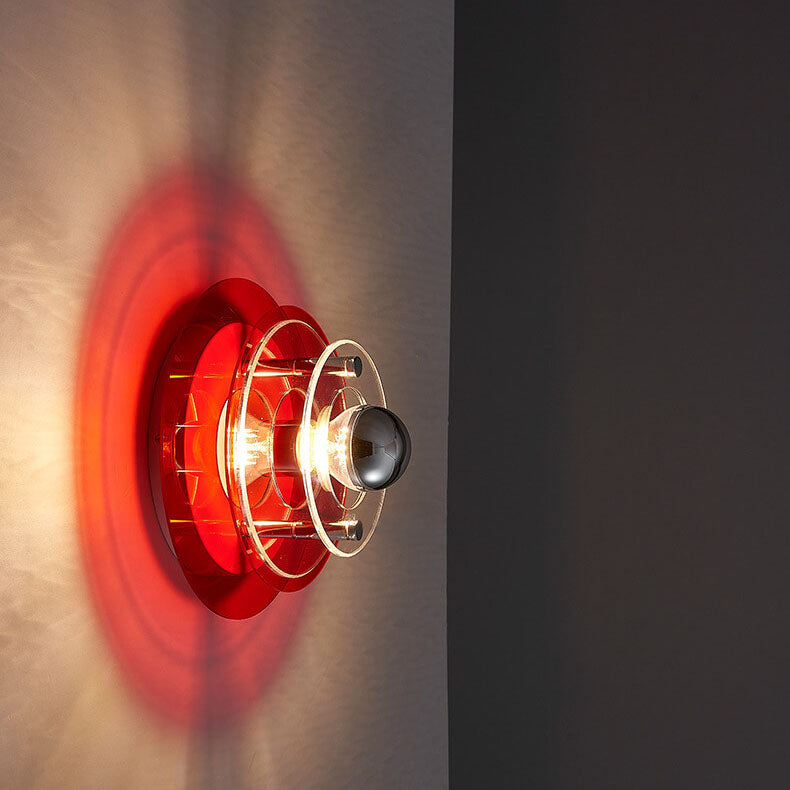 Lampe murale moderne en acrylique à 1 lumière avec ombre ronde teintée 