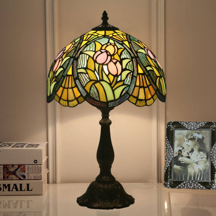 Tiffany Rustikale Buntglas 1-Licht Tischlampe 