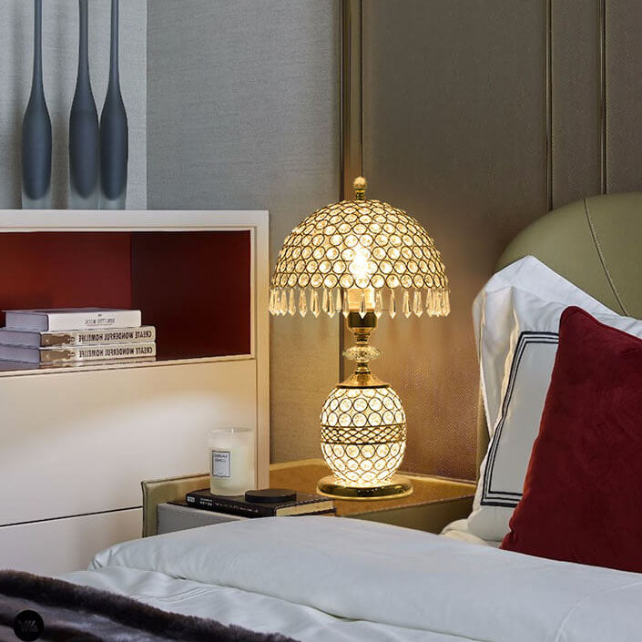 Lámpara de Mesa de 1 Luz con Pantalla en Forma de Cúpula de Cristal de Lujo Moderno 