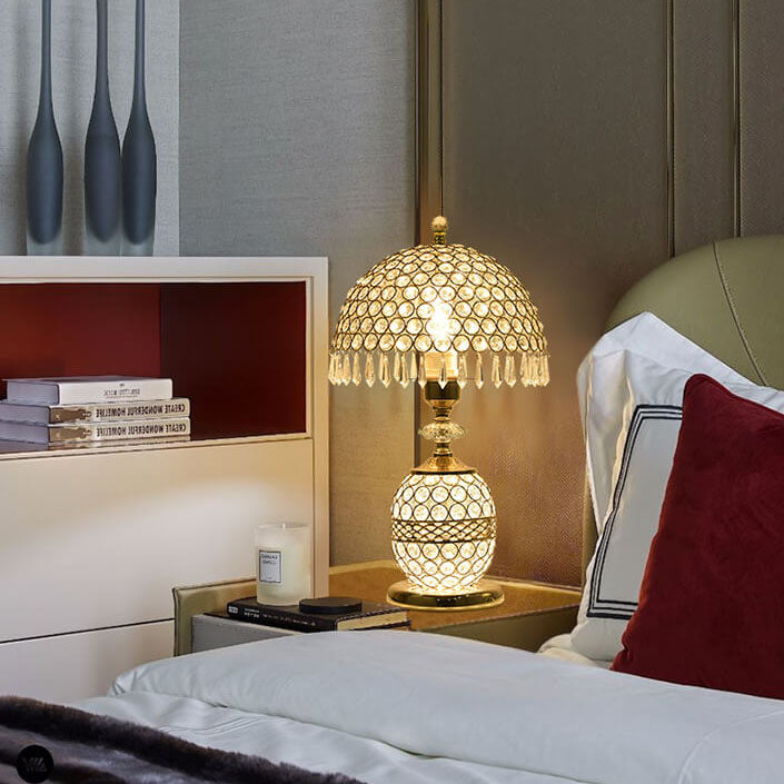 Modern Luxury Crystal Dome Shade 1-Light Table Lamp