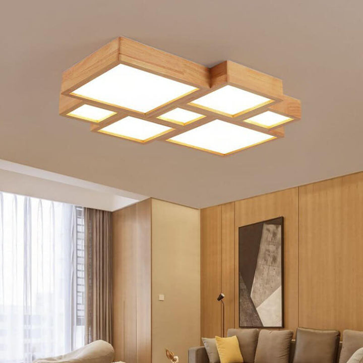 Luz de techo empotrada LED cuadrada de madera maciza nórdica 
