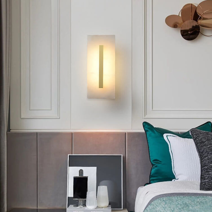 Luxuriöse Chinesische Marmor Quadratische Messing 1-Licht LED Wandleuchte Lampe 