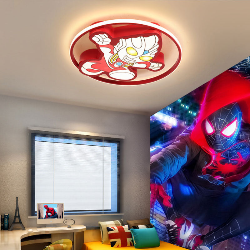Creative Cartoon Ultraman Round  LED Flush Mount Ceiling Light