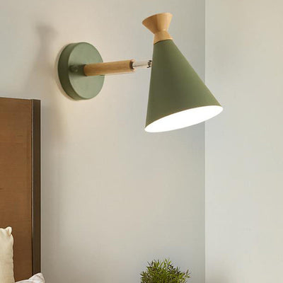 Nordic Creative Bell Shade Holz 1-flammige Wandleuchte 