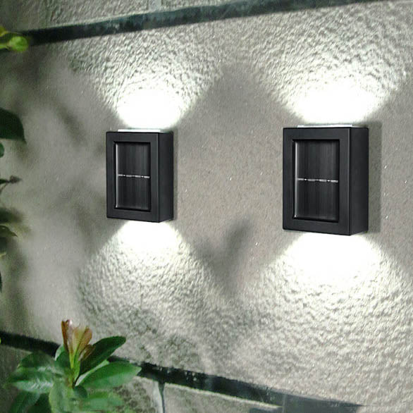 Solar Square Up and Down Lighted LED Outdoor Waterproof Garden Wall Sconce Lamp