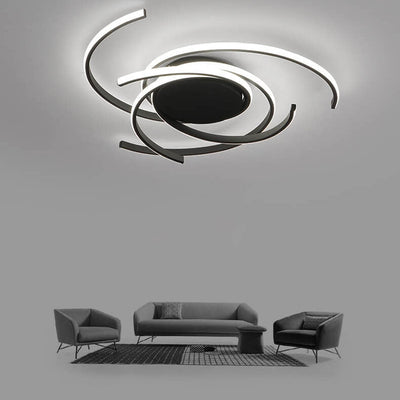 Minimalist Creative Circle Strip Aluminum Semi-Flush Mount Ceiling Light