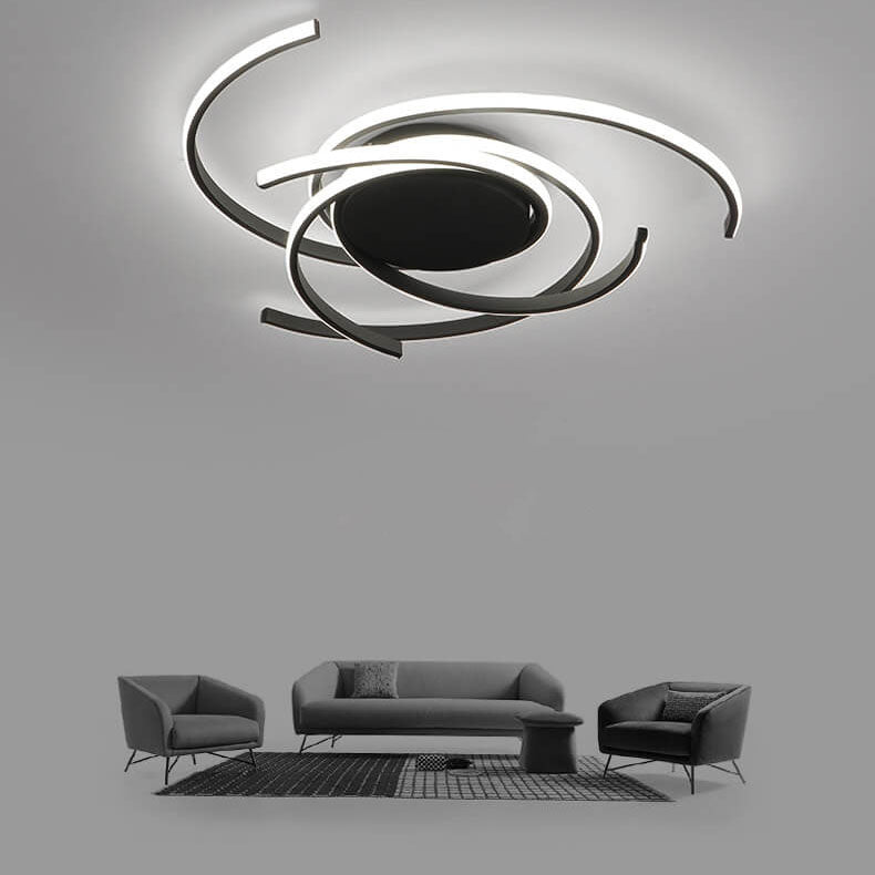 Minimalist Creative Circle Strip Aluminum Semi-Flush Mount Ceiling Light