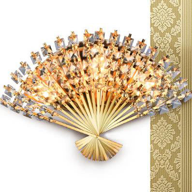 Moderna Lámpara Aplique de Pared de Lujo con Forma de Ventilador de Cristal de 3 Luces 