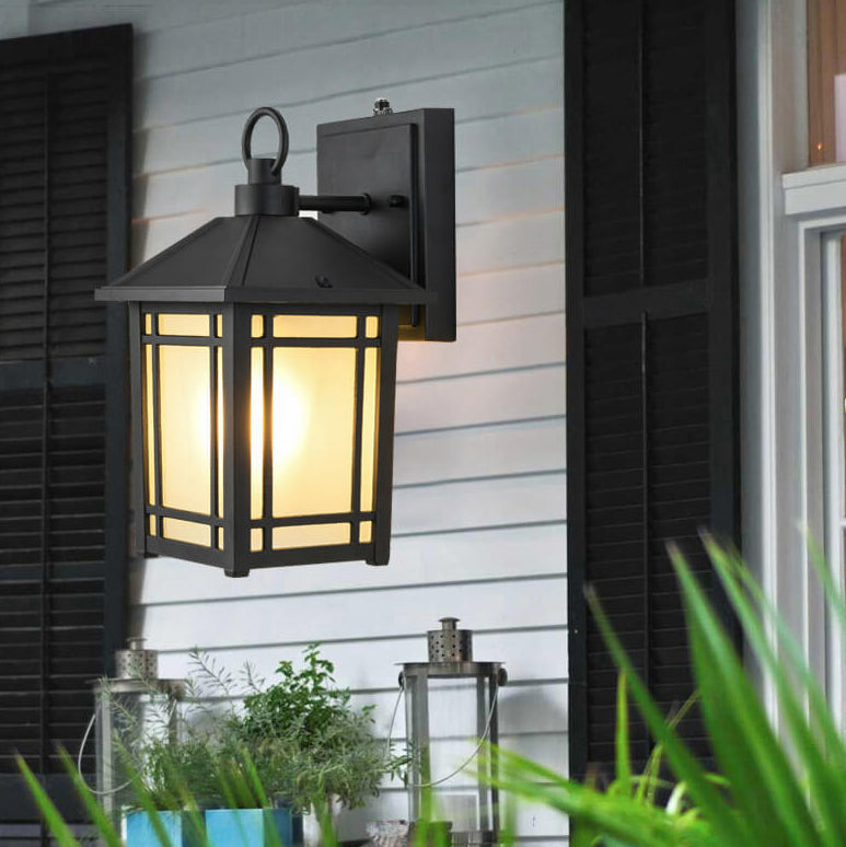 Simple Square Lantern Outdoor Waterproof 1-Light Wall Sconce Lamp