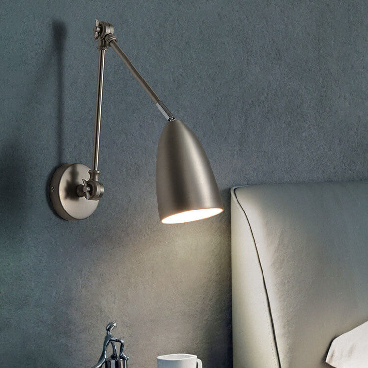 Lampe murale à bras oscillant industriel rétro rotatif rétractable en fer à 1 lumière 