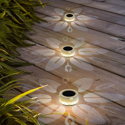 Solar Flower Pattern LED Outdoor Wall Patio Lawn Decorative Light