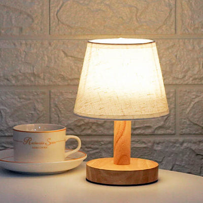 Vintage Linen Drum Shade 1-Light LED Table Lamp