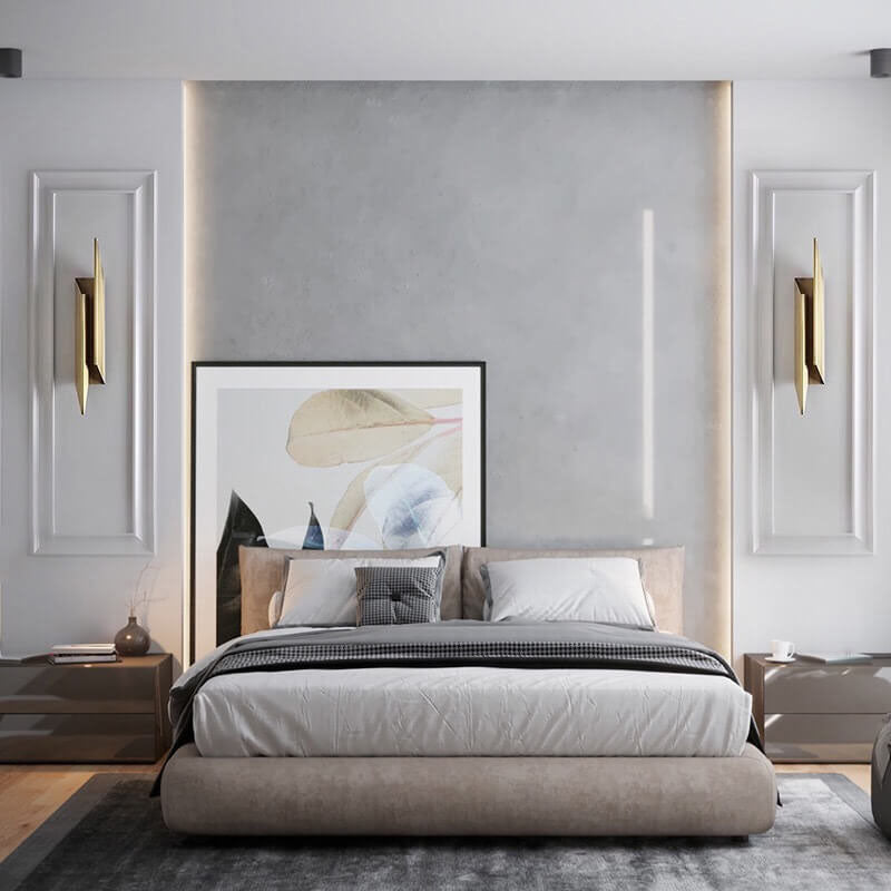 Modern Minimalist Golden Geometric 1-Light Wall Sconce Lamp