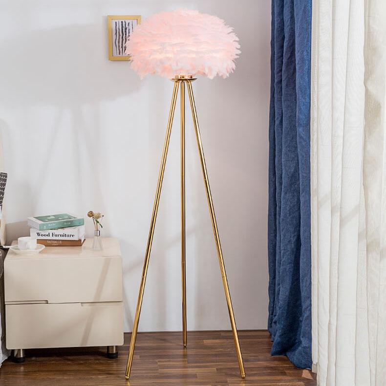 Lampe de sol moderne à globe à 1 lumière Feather 