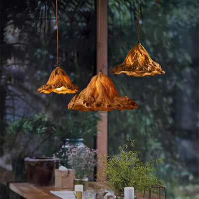 Vintage Lotus Leaf Resin 1-Light Pendant Light