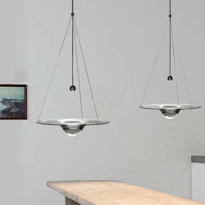 Minimalistische Halo-Klarglas-LED-Pendelleuchte mit rundem Tropfen 