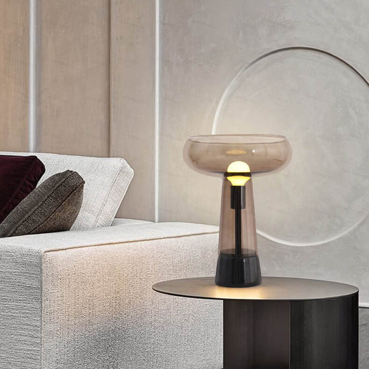 Lampe de table à 1 lumière avec colonne en verre créatif et base en marbre 