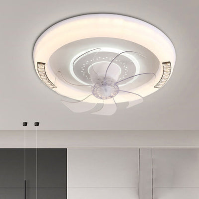 Modern Minimalist Acrylic Round Intelligent LED Flush Mount Ceiling Fan Light