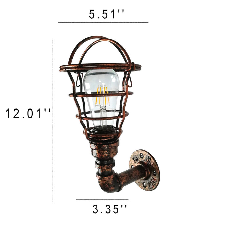 Industrielle Eisen-Europäische Retro-Wasserpfeife 1-Licht-Wandleuchte 