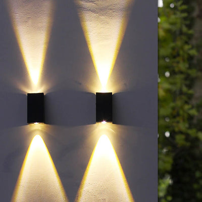 Simple Solar Trapezoid Outdoor Waterproof Up and Down Lights LED Wall Sconce Lamp