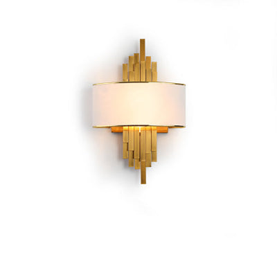 Modern Fabric Hardware Column 2-Light  Wall Sconce Lamp