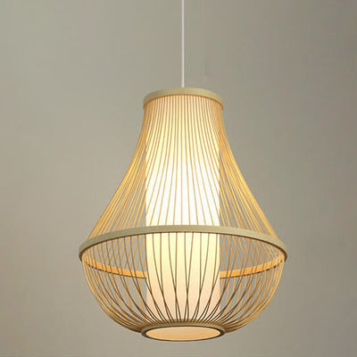 Bamboo Weaving Teardrop Shade 1-Light Pendant Light