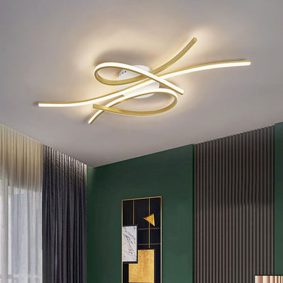 Modern Creative Bending Curves Line Design LED Flush Mount Ceiling Light