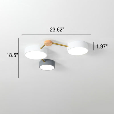 Scandinavian Minimalist Solid Wood Iron LED Flush Mount Lighting