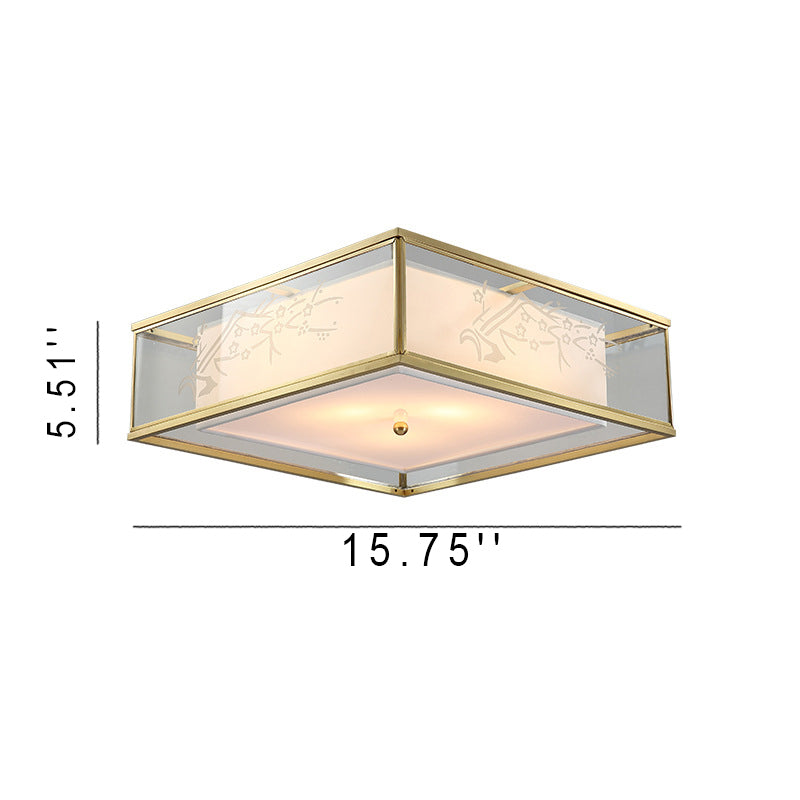 Modern Luxury Acrylic Fabric Square Waterproof 3/4-Light Flush Mount Light