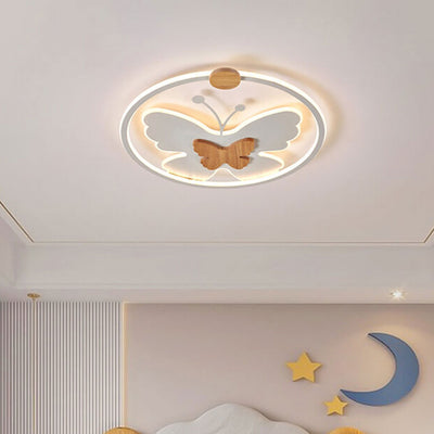 Nordic Creative Butterfly Circle LED Flush Mount Ceiling Light