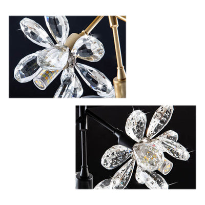 Modern Light Luxury Crystal Flower Design 3-Light Semi-Flush Mount Light