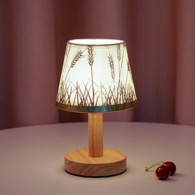 Vintage Linen Drum Shade 1-Light LED Table Lamp