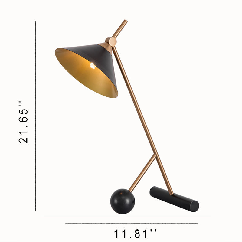 Industrial Metal Horn Shape Shade 1-Light Table Lamp