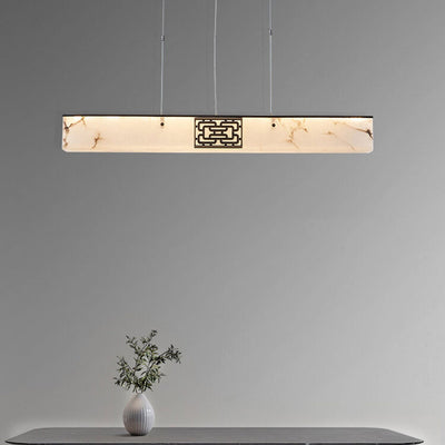 Modern Luxury Marble Long Copper Zen Island Light LED Chandelier