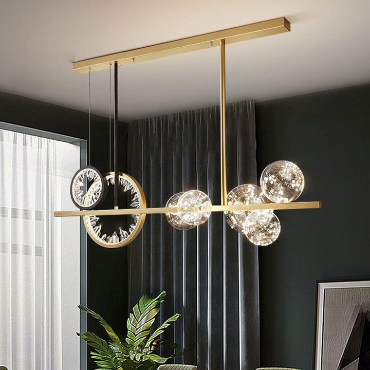 Lustre LED moderne en forme de cercle de cristal et de verre, luminaire de luxe, luminaire décoratif d&